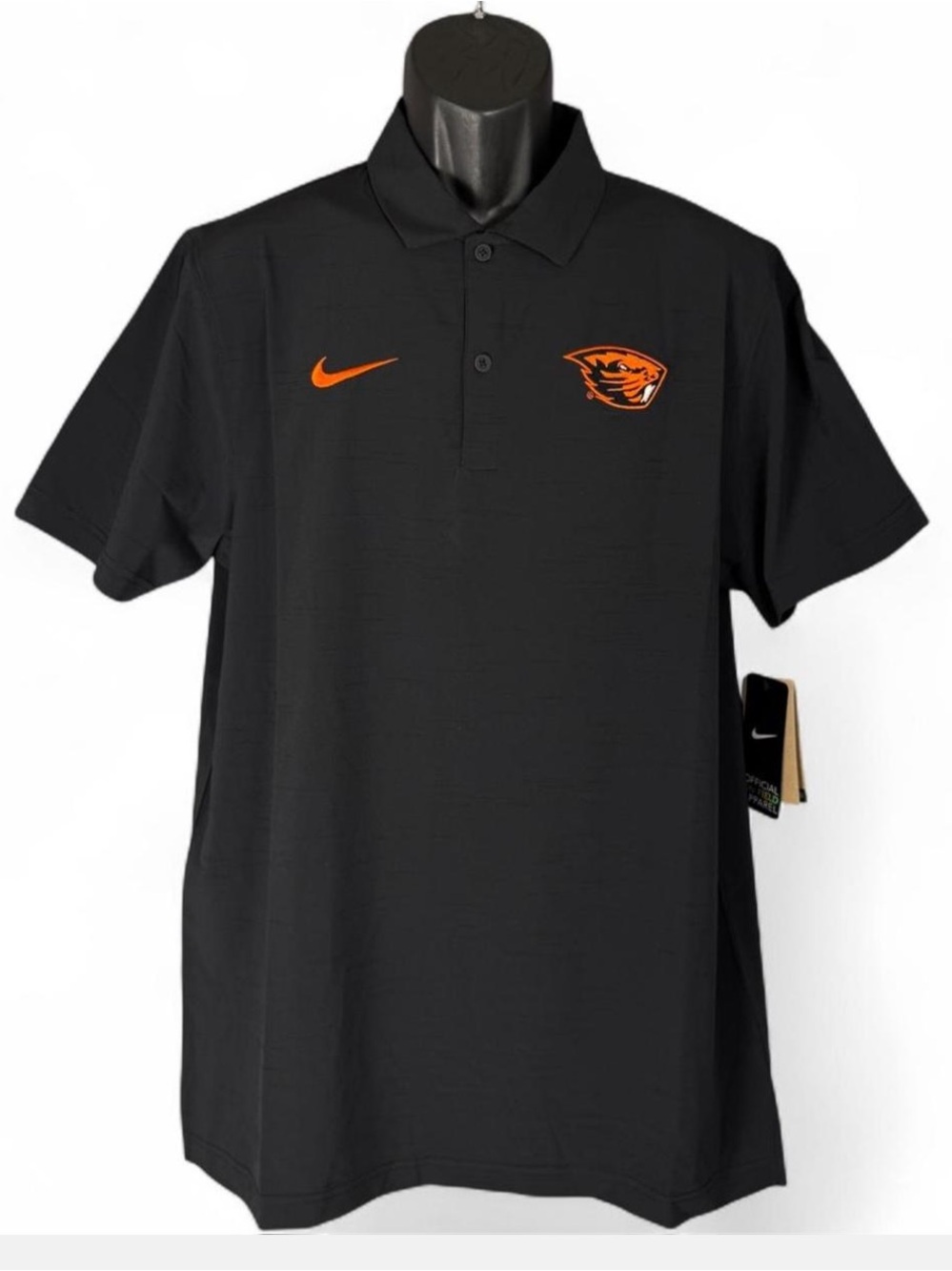 Nike Oregon State Beavers Team Issued Polo Shirt Black Orange Embroidered NWT M